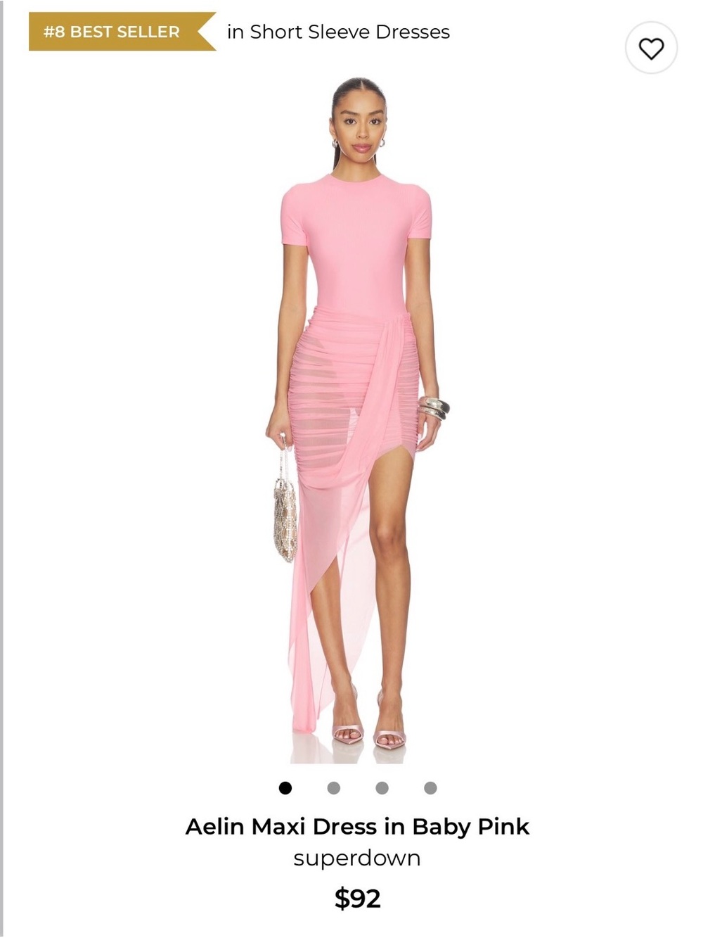 superdown revolve Baby Pink Asymmetrical Ruched Maxi Dress